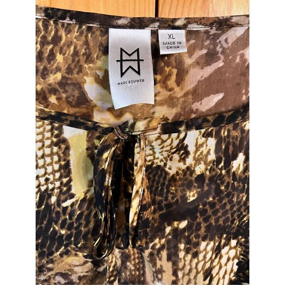 Marc Bouwer Flutter Draped Ruffle Long Sleeve Multi Printed Top Size XL (2843) - Picture 4 of 7